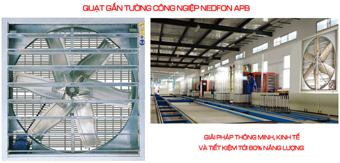 Quạt gắn tường công nghiệp Nedfon APB95-9-A là dòng sản phẩm quạt gắn tường công nghiệp chuyên dùng để thông gió, làm mát, hút khí thải cho khu chế xuất, nhà xưởng công nghiệp, nhà máy.. 